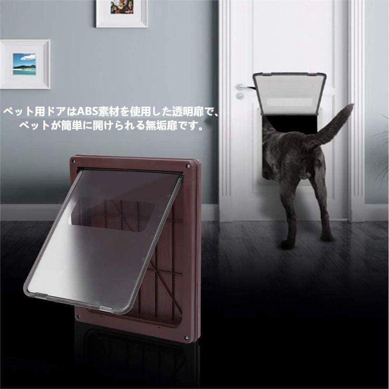 猫用 キャットドア ペット用ドア 犬ドア 犬猫用ドア 室内用 4つ回転方式 透明扉 冷暖房対策 設置簡単 丈夫 耐久性(ブラウン) 4つ回転方式 キャットドア ペット用ドア 犬ドア 犬猫用ドア 室内用 透明扉 冷暖房対策 設置簡単 丈夫 耐久性 ブラウン
