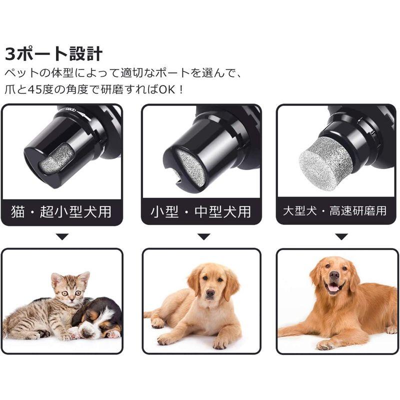 Pecute 新開発 電動爪トリマー 犬 猫 ペット用 爪ケア 爪やすり ネイルケア 爪切り 猫 小型犬 中型犬 大型犬 通用 USB充電静