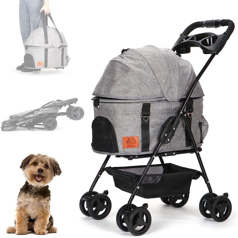 お値下げ Aikenn分離式 ペットカート 4輪360°回転 折りたたみ 犬用ベビーカー 猫犬兼用 軽量コンパクト 取り外し可能 組み立て簡単 ペット 【1916781308】(12283円)