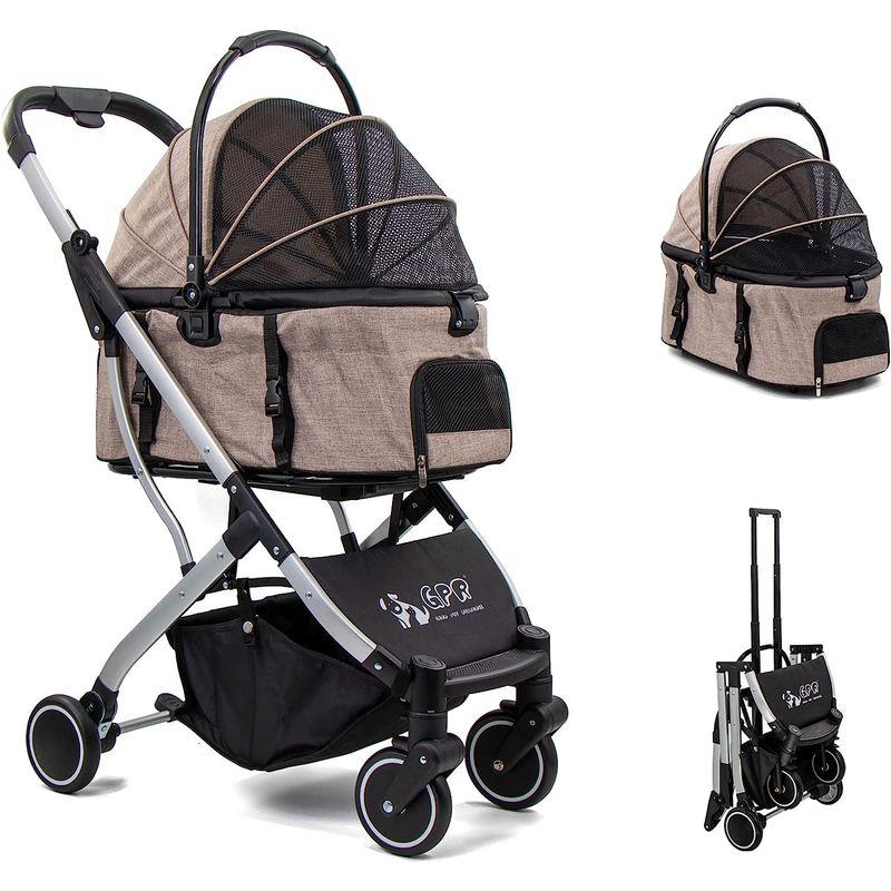 最安値❕ GPR 3WAY 分離 自立式 ペットカート 犬用ベビーカー 犬 カート 猫 バギー 軽量コンパクト 取り外し可能 四輪サスペンション 対面 【RI2212027251】(14175円)