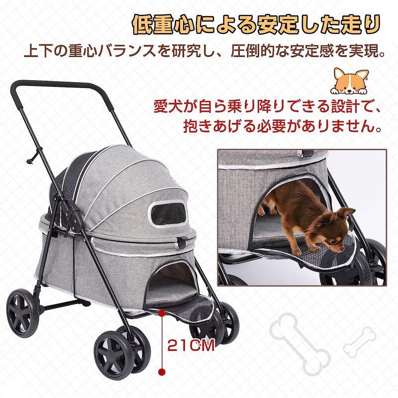 PETTOM ペットカート 犬 カート 軽量 雨カバー付き 犬用ベビーカー 猫 バギー 多頭飼い 小型犬 中型犬 老犬 介護用 おでかけ 多 ペットカート 犬 カート 軽量 雨カバー付き 犬用ベビーカー 猫 バギー 多頭飼い 小型犬 中型犬 老犬 介護用 おでかけ 多 旅行などの屋外でペットカートの中ならわんちゃんも飼い主さんも安心 多頭飼いにも便利です また