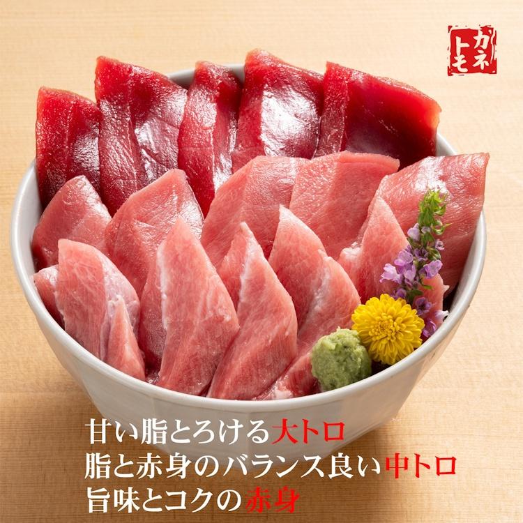 送料無料 天然本鮪食べくらべ 大とろ 中とろ 赤身 わさび付き : マグロ