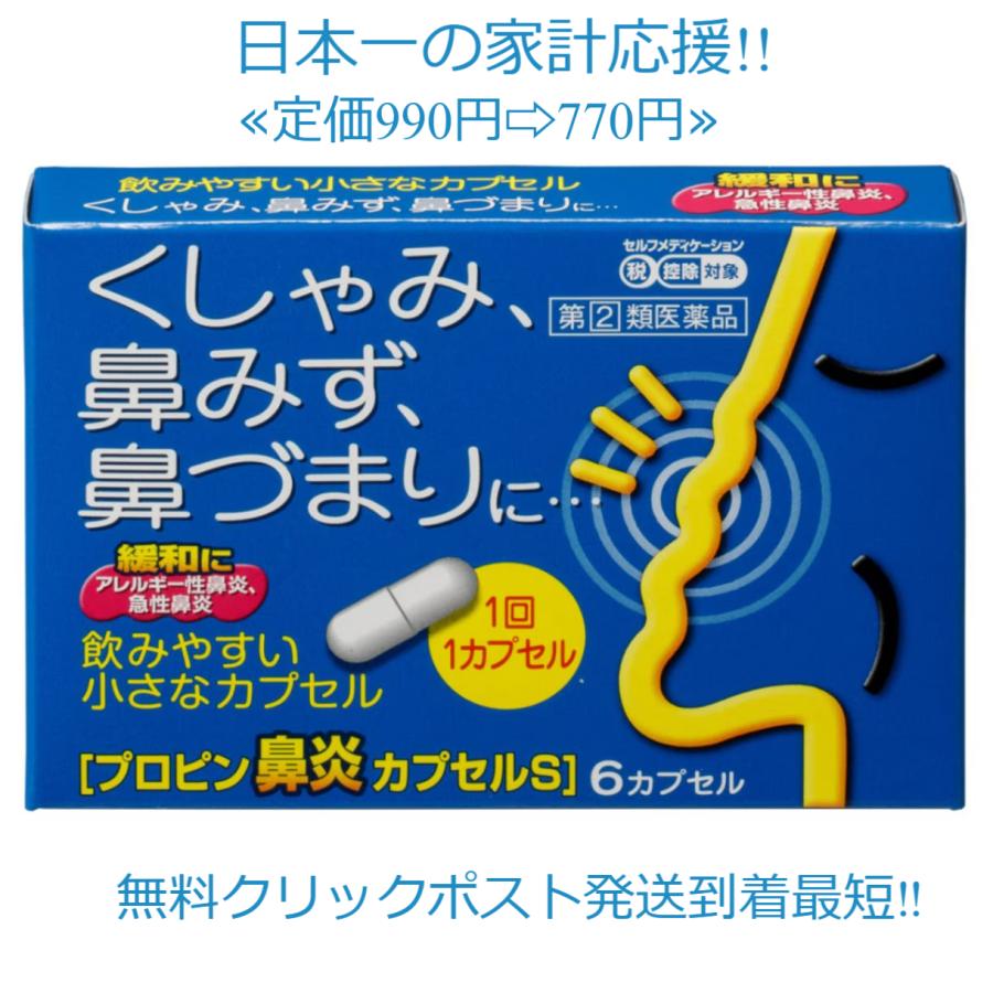 富山めぐみ製薬 プロピン鼻炎カプセル S 6カプセル 定価990円 急性鼻炎