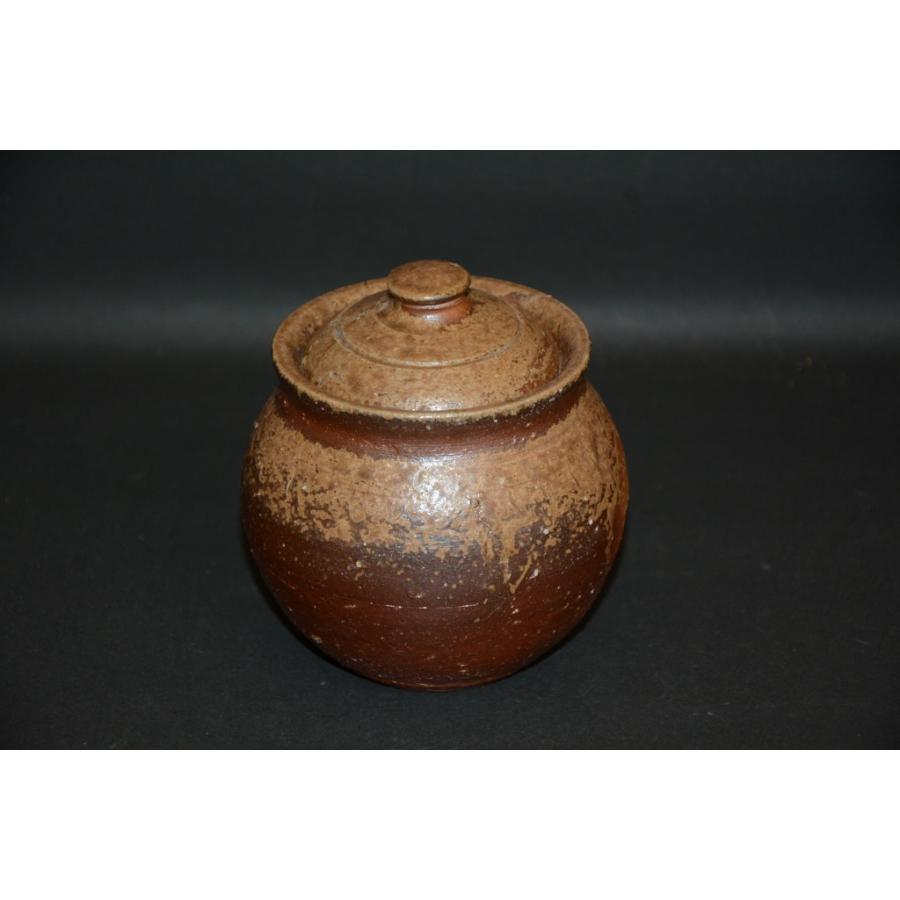 備前焼 備前梅干し入れ 食器 和食器 蓋付小壷 大友 久 : 美術工芸備前