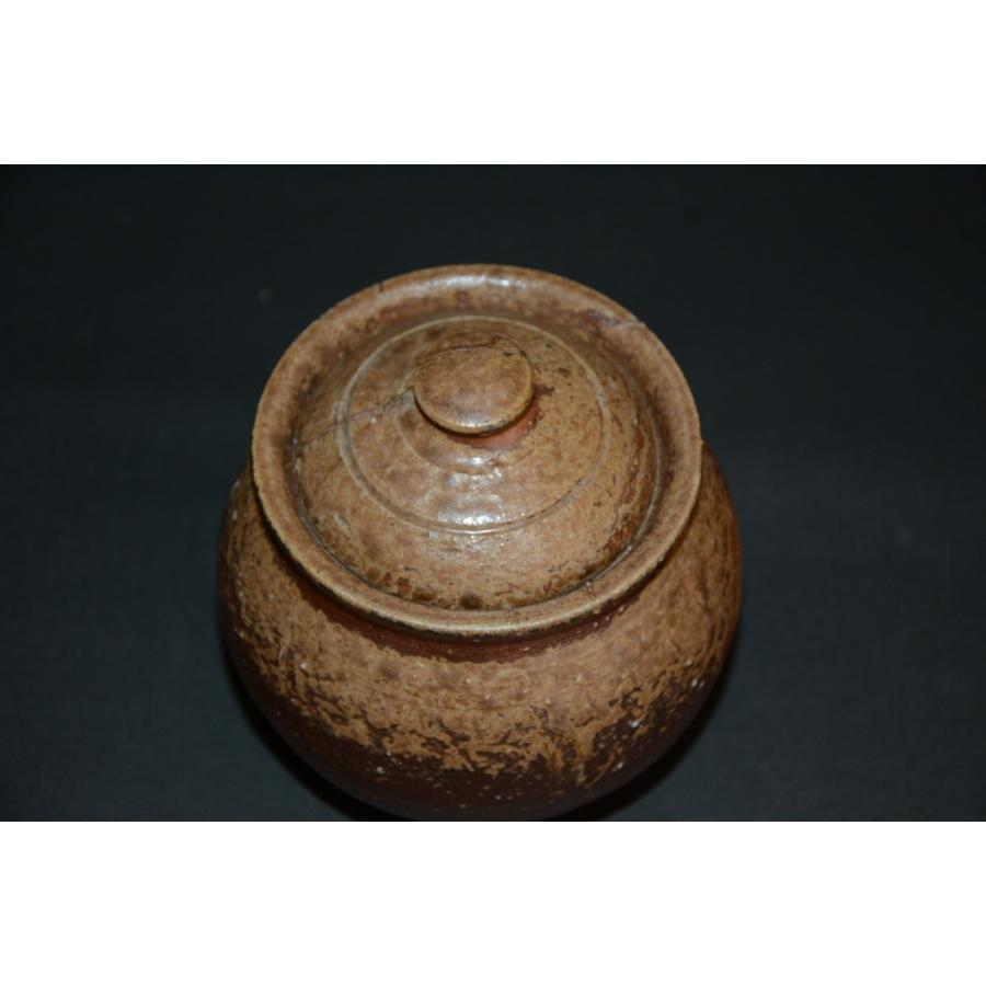 備前焼 備前梅干し入れ 食器 和食器 蓋付小壷 大友 久 : 美術工芸備前