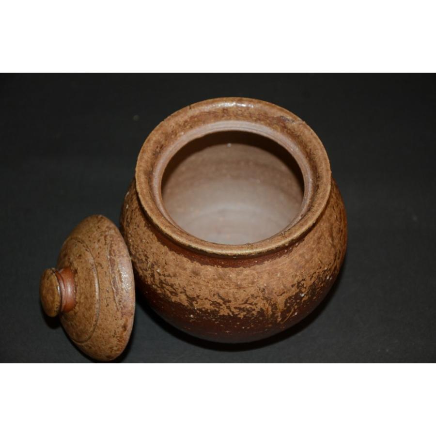 備前焼 備前梅干し入れ 食器 和食器 蓋付小壷 大友 久 : 美術工芸備前