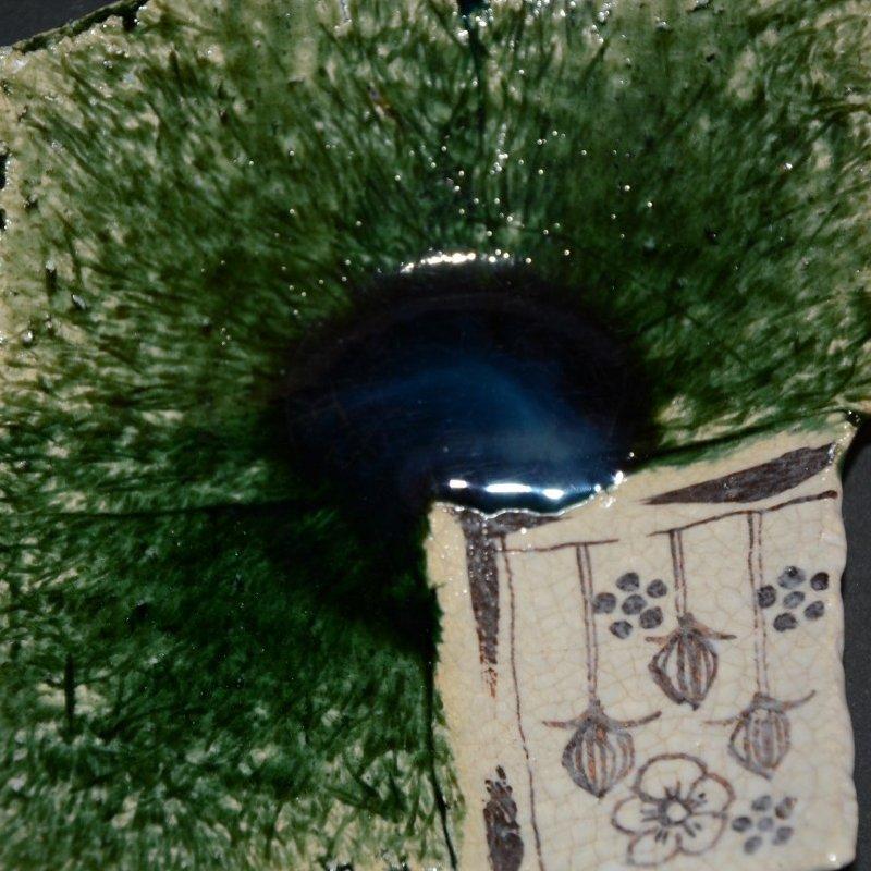 織部ツギハギ皿 盛り皿 取り皿 笠間焼作家 夢現窯 尾崎高行作 : 美術