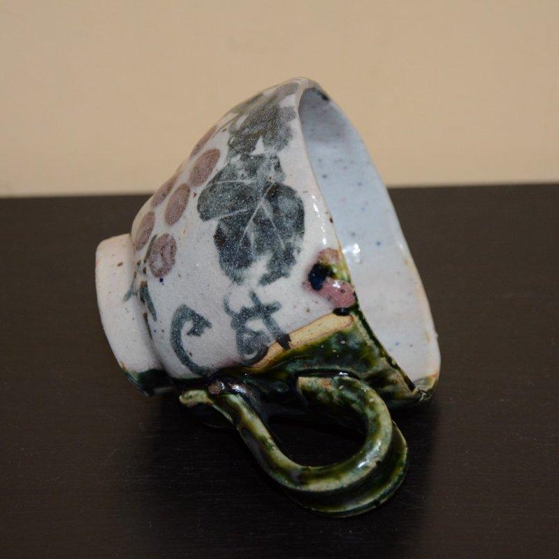 美濃焼 織部ぶどう文マグカップ コーヒーカップ 早蕨窯 佐藤和次 [美術