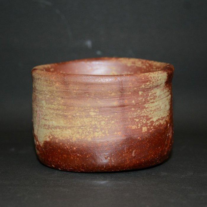 備前ヒダスキ茶碗　茶道具　備前焼　小山末廣作　中古品　共箱　 美術工芸備前