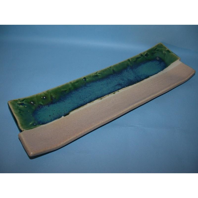 白山窯 山田正和造 織部 緑釉長皿 6客