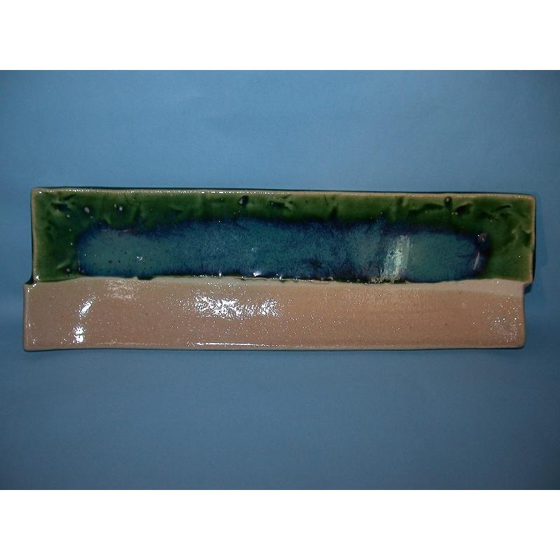 白山窯 山田正和造 織部 緑釉長皿 6客