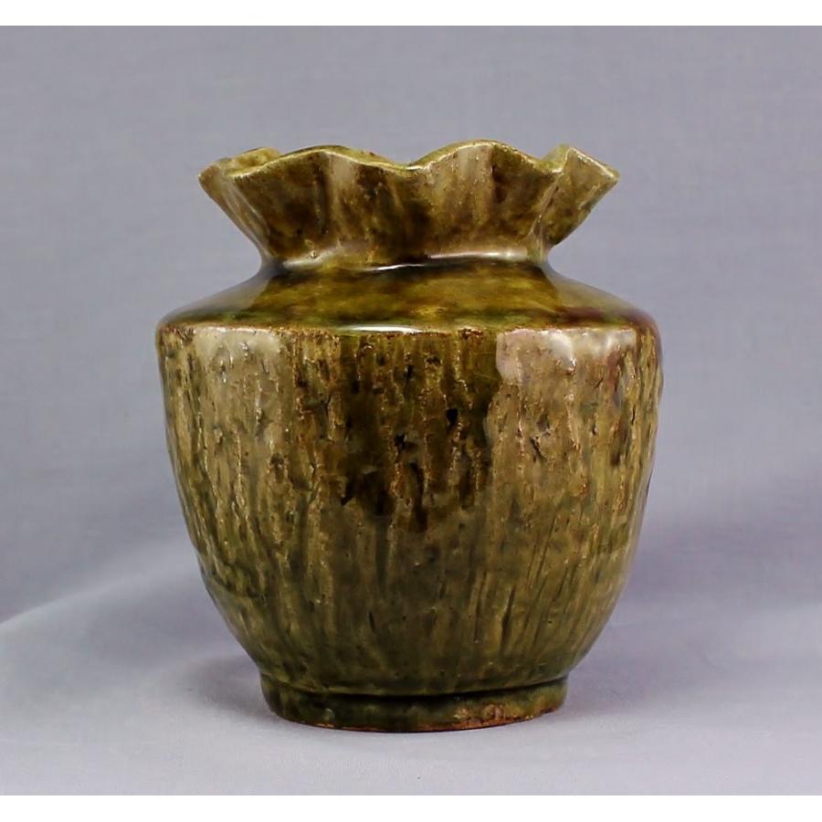 織部焼　一点物　器 出雲/山本達長/総織部酒器/総織部一点もの/15.5x10.5 X H8 - テーブル