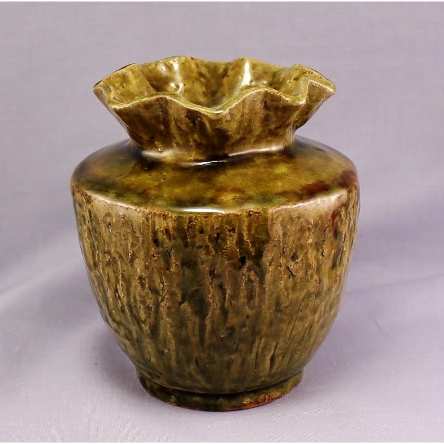 花瓶 瀬戸焼 オリジナル 一点物 織部花瓶作品2 : やきもの工房・炎