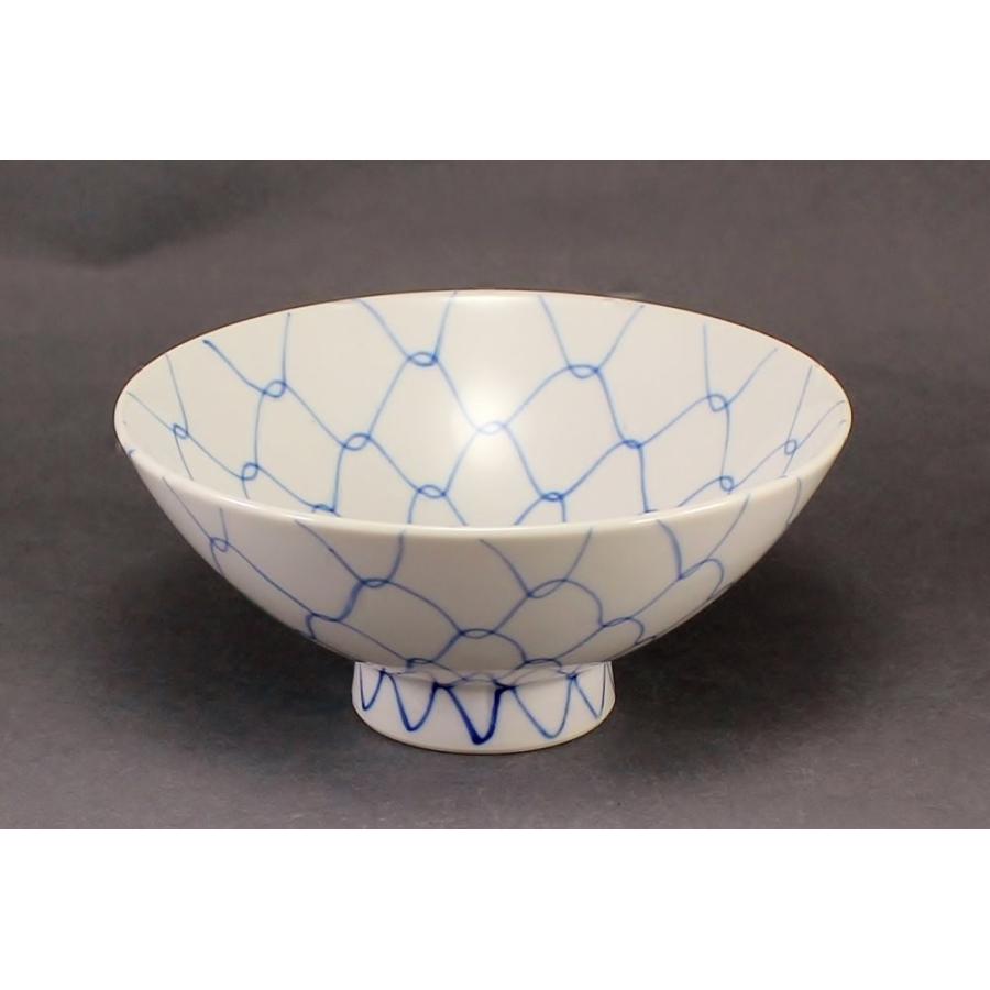 茶碗 瀬戸焼 オリジナル 手書き 染付網絵 中平 : やきもの工房・炎