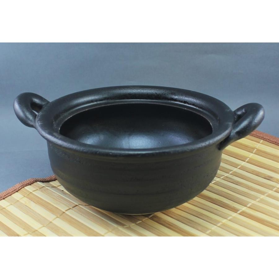 瀬戸焼 オリジナル 一人土鍋 黒 さくらチップ付き くんせい土鍋 : や