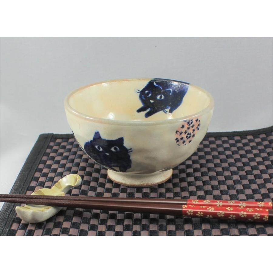 瀬戸焼 窯元 オリジナル 茶碗 猫とまり（中） ピンク : やきもの工房