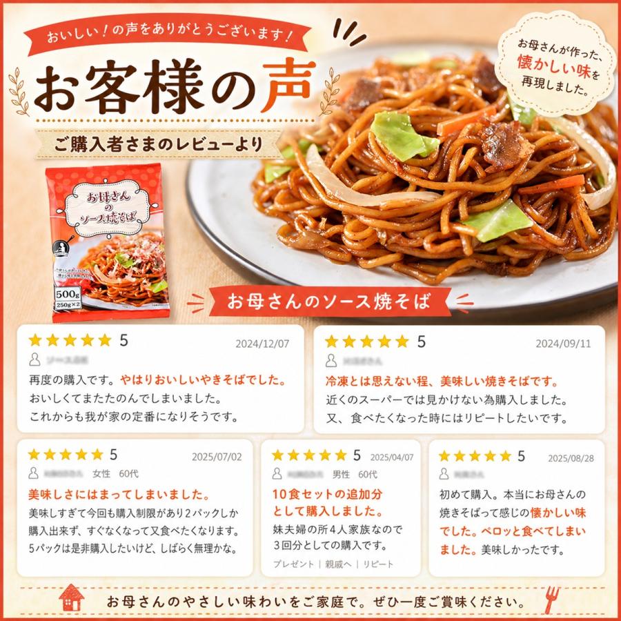ソース焼きそば 冷凍 2食 250g×2 太麺 お母さんのソース焼きそば