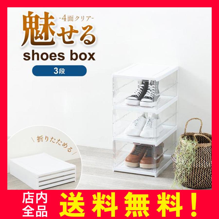 シューズボックス クリア 3段 収納ボックス 奥行30cm 幅25cm フタ付 前
