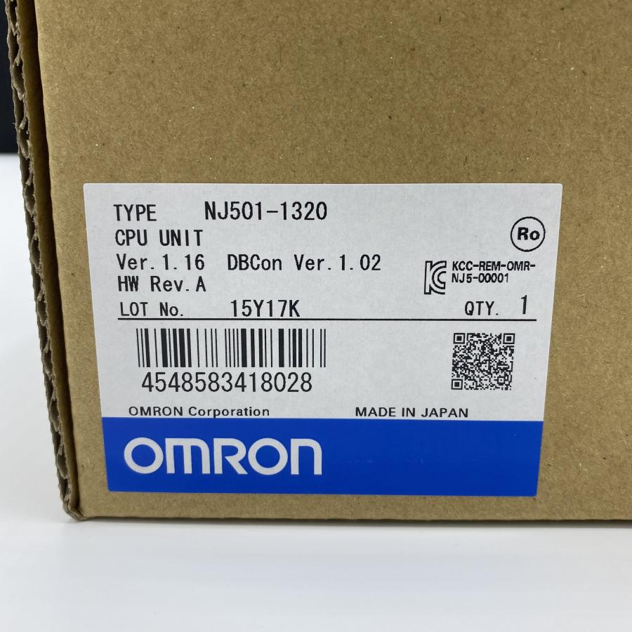 オムロン　NJ501-1320　NJシリーズ　CPUユニット　OMRON　未使用品（外箱開封済）