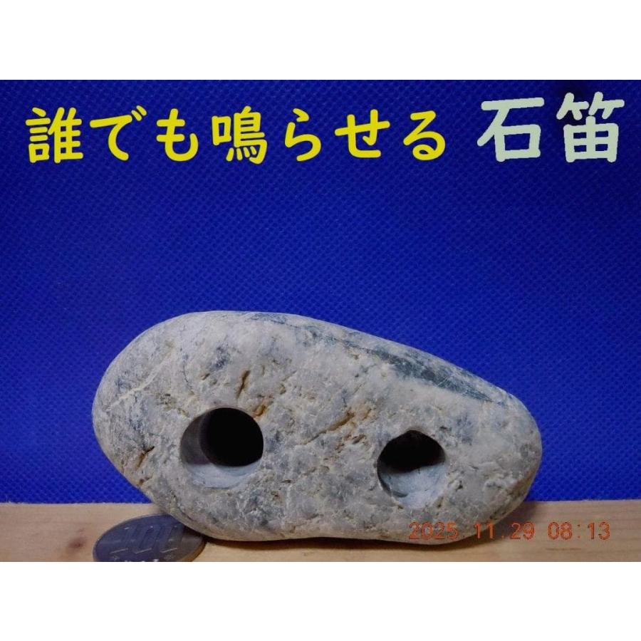 薬石苑】誰でも鳴らせる宮崎ヒスイ海岸の石笛・岩笛・2吹口 236g 
