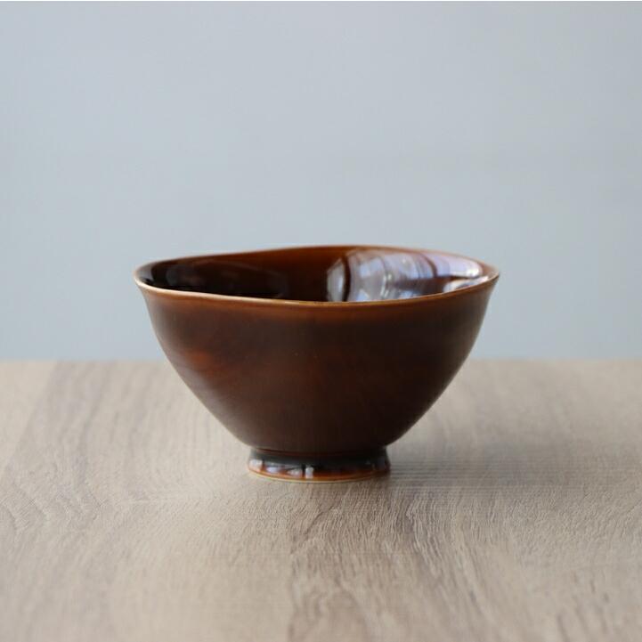 お茶碗 飯碗 ご飯茶碗 おしゃれ 小さめ シンプル 有田焼 アメ色 茶色 