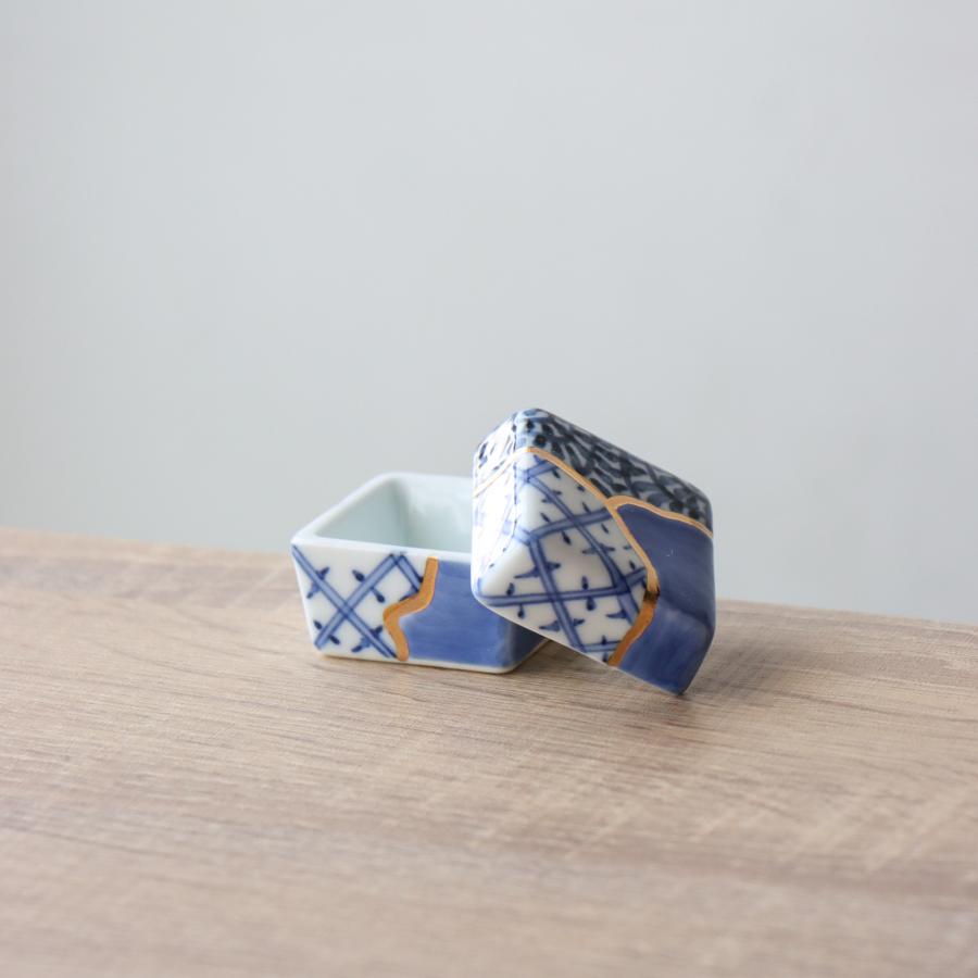 珍味入れ 蓋付き 陶器 有田焼 金継ぎ 箱型 薬味入れ 薬味 業務用