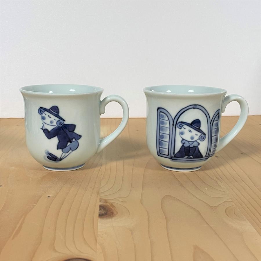 青花 しん窯 異人さんフリーカップ4個 A