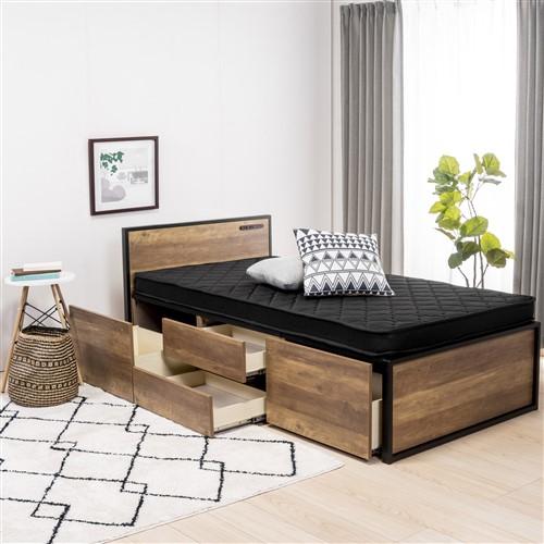 新生活応援特価】[シングル]ヤマダオリジナル 大容量収納付きベッド