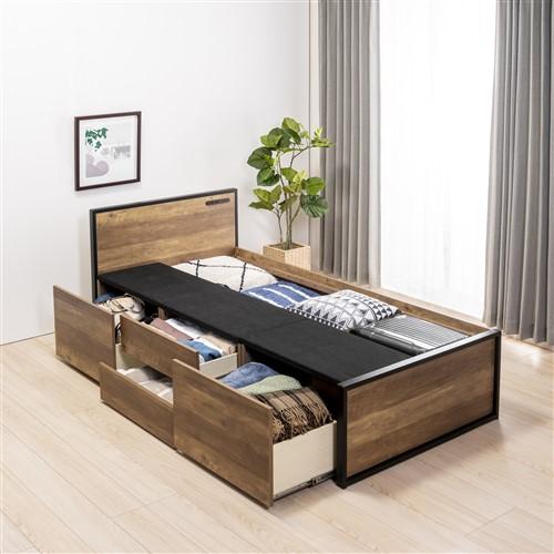 新生活応援特価】[シングル]ヤマダオリジナル 大容量収納付きベッド