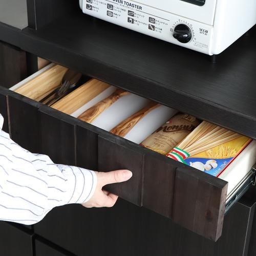 東馬(Tohma) RESE レセ 105KB Aタイプ キッチン収納 木目調 幅104.7×奥行45×高さ180cm ブラックの画像