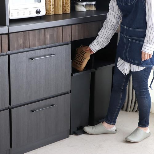 東馬(Tohma) RESE レセ 105KB Aタイプ キッチン収納 木目調 幅104.7×奥行45×高さ180cm ブラックの画像