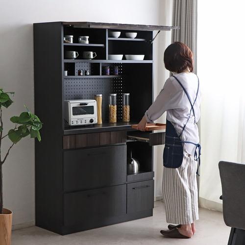 東馬(Tohma) RESE レセ 105KB Cタイプ キッチン収納 木目調 幅104.7×奥行45×高さ180cm ブラック_4