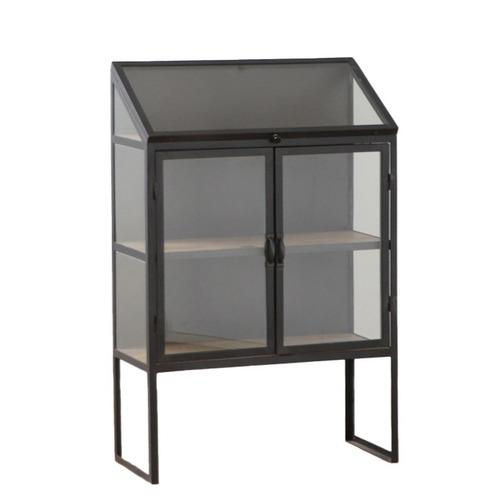 東馬(Tohma) UPTown 146 MACARONI CABINET 収納 ヴィンテージ フラップ式 幅80×奥行35×高さ120cm ブラックの画像