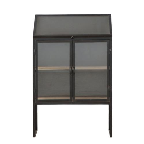 東馬(Tohma) UPTown 146 MACARONI CABINET 収納 ヴィンテージ フラップ式 幅80×奥行35×高さ120cm ブラックの画像