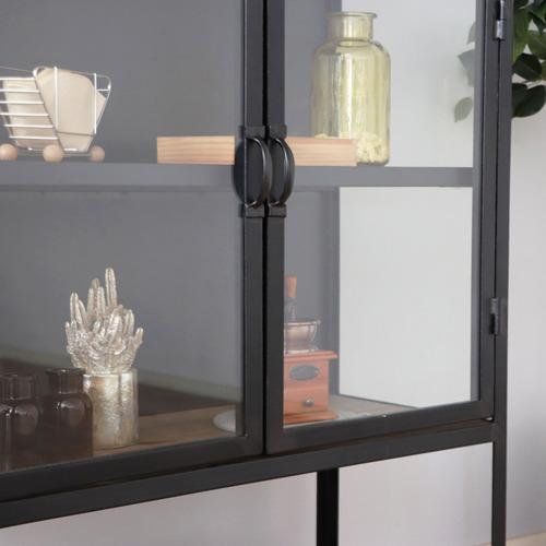 東馬(Tohma) UPTown 146 MACARONI CABINET 収納 ヴィンテージ フラップ式 幅80×奥行35×高さ120cm ブラックの画像