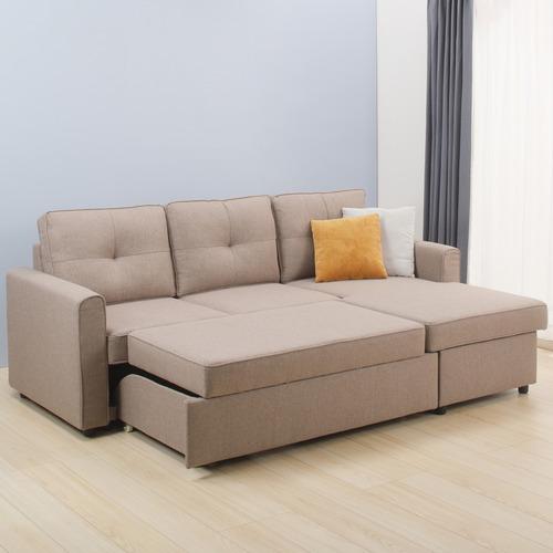 ヤマダオリジナル カウチソファ 「YCS150008N BR」 幅215cm 布