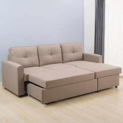 ヤマダオリジナル カウチソファ 「YCS150008N BR」 幅215cm 布 