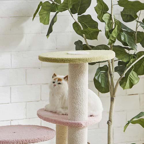 後藤家具物産 キャットタワー モモ 小屋付き ハンモック付き ピンク CAT-TW-MOMO_9