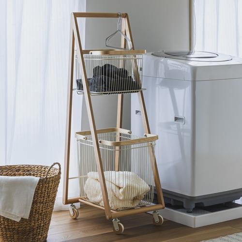 弘益 KOEKI Mash LIV キャリーバスケットワゴンL 幅38.5×奥行45.5×高さ118.5cm ランドリー スリム ホワイト LIVCL2WH | 