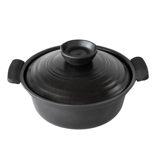 ヤマダオリジナル 土鍋風アルミ鍋18cm ブラック : ヤマダデンキ