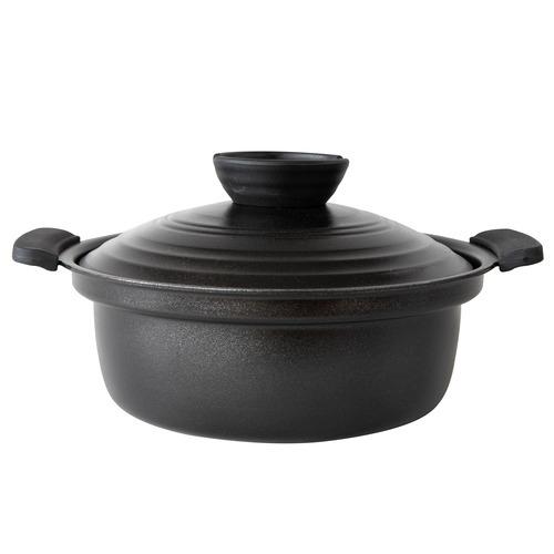 ヤマダオリジナル 土鍋風アルミ鍋18cm ブラック : ヤマダデンキ