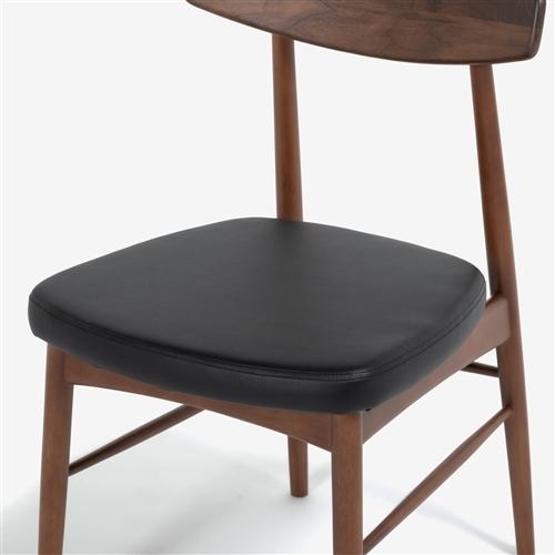 大塚家具 ダイニングチェア 「ユノ3A」 ウォールナット材 PVCブラック