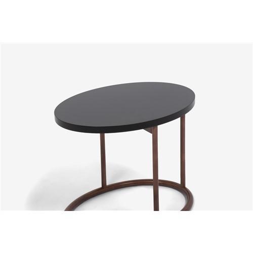 大塚家具 サイドテーブル楕円 「KODエリッセ」 天板ブラック色/フレームウォールナット色 KODエリッセ