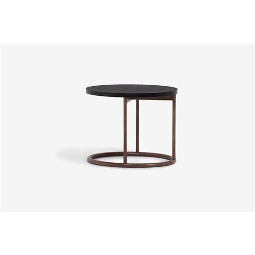 大塚家具 サイドテーブル楕円 「KODエリッセ」 天板ブラック色/フレームウォールナット色 KODエリッセ