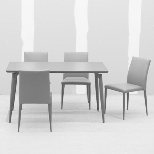 大塚家具 ダイニングチェア 「パシオン」 座面PVCグレー／ブラック脚 パシオン