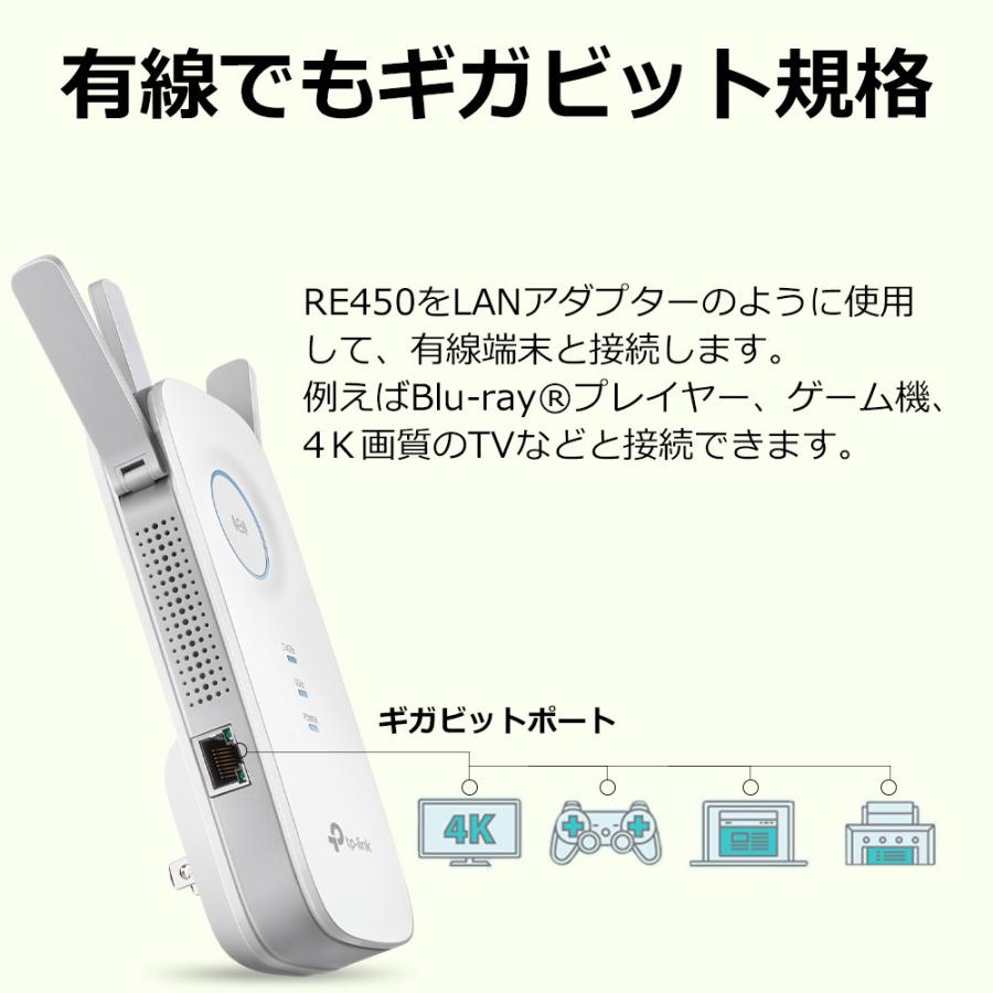 TP‐Link ティーピーリンク RE450V4 無線LAN中継器 無線LAN中継器 メッシュ 1300+450Mbps AC1750 OneMesh 3年保証｜yamada-denki-2｜06