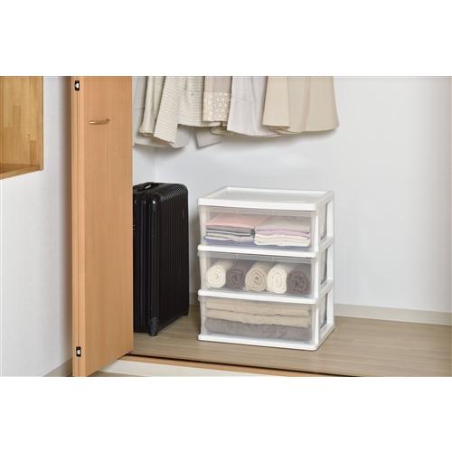 収納 チェスト プラスチック 引き出し ３段 贈呈 キャスター付き シーズワイドチェスト ホワイト