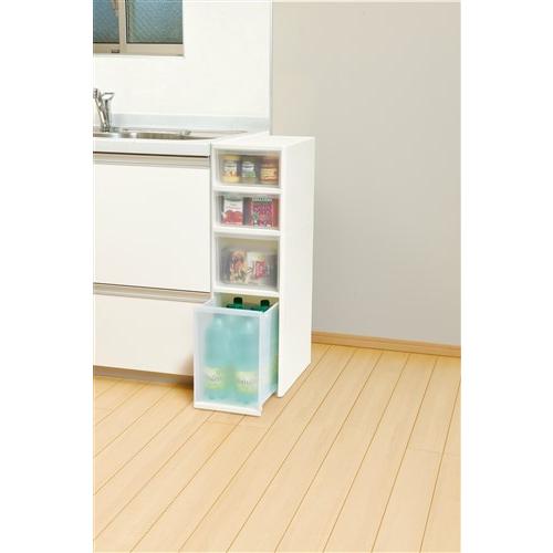 [幅26&times;奥行40&times;高さ85cm] 収納ケース キッチン ストッカー 隙間収納 ミドル キャスター付き ホワイト 4段