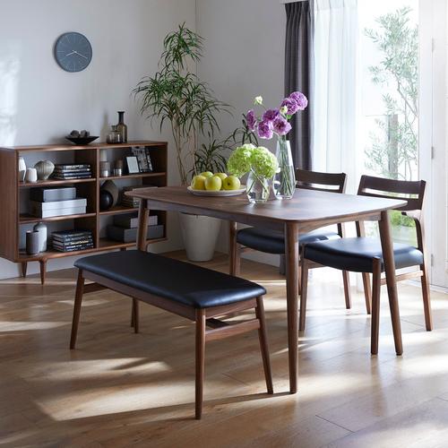 大塚家具 ベンチ「シネマ」幅106cm ウォールナット材 座面PVCブラック