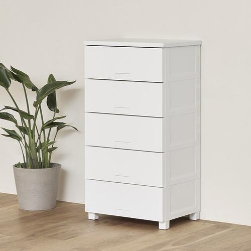 【期間限定大特価】天馬 Fits フィッツチェスト フルフラット 5505 幅55cm 5段 ロック付き スムーズな引出し 収納 タンス 完成品 ホワイト（Yahoo!・ヤマダデンキ インテリア店）